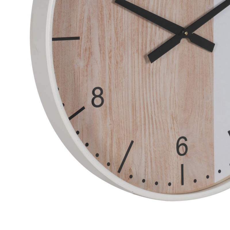 Horloge Murale Blanc Naturel Bois 60 x 60 x 5,5 cm