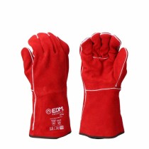 Gants de travail EDM Rouge Kevlar Coton Daim Soudeurs