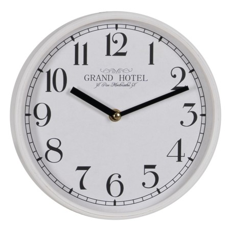 Wall Clock White Wood Crystal 22 x 22 x 4,5 cm