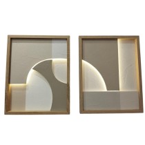 Tableau avec LED Home ESPRIT polystyrène Bois MDF 40 x 3,8 x 50 cm