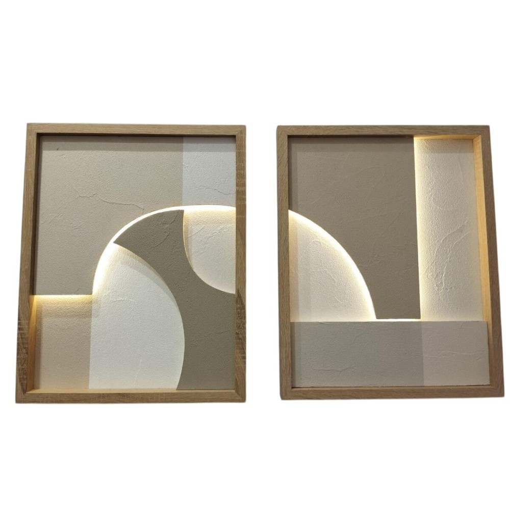 Tableau avec LED Home ESPRIT polystyrène Bois MDF 40 x 3,8 x 50 cm