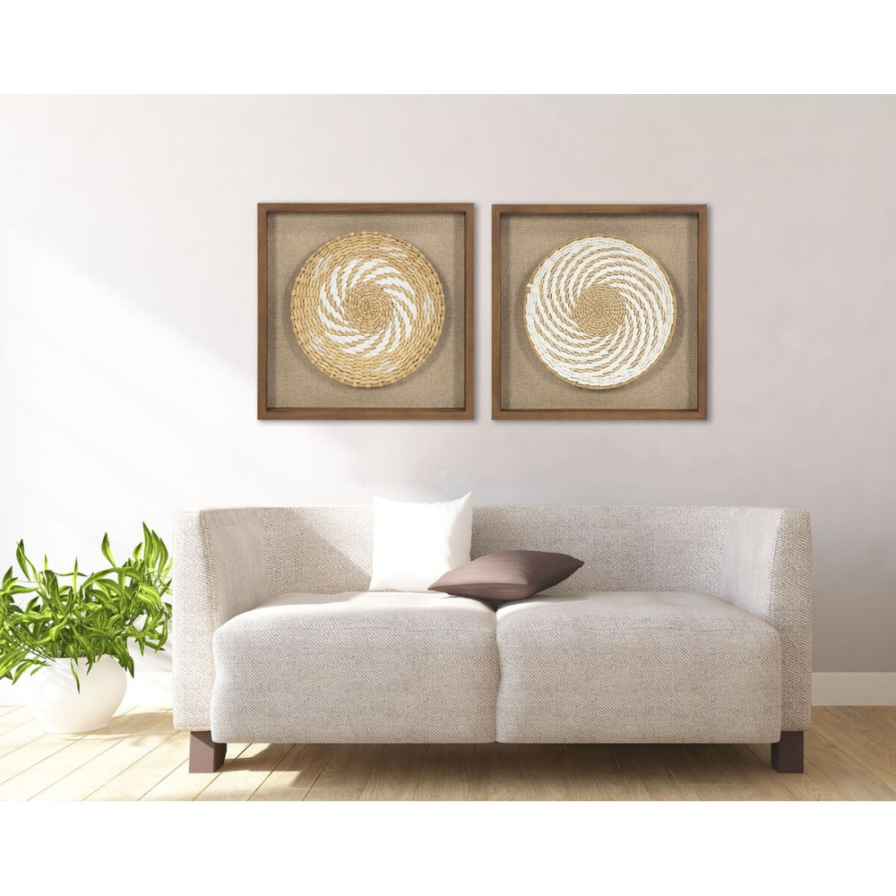 Painting 3D Home ESPRIT Jute Pinewood 35 x 3,6 x 35 cm