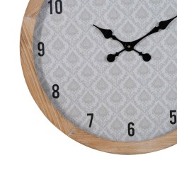 Wall Clock White Natural Wood Crystal 60 x 60 x 6,5 cm