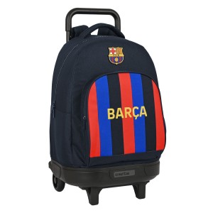 School Rucksack with Wheels F.C. Barcelona Maroon Navy Blue 33 X 45 X 22 cm