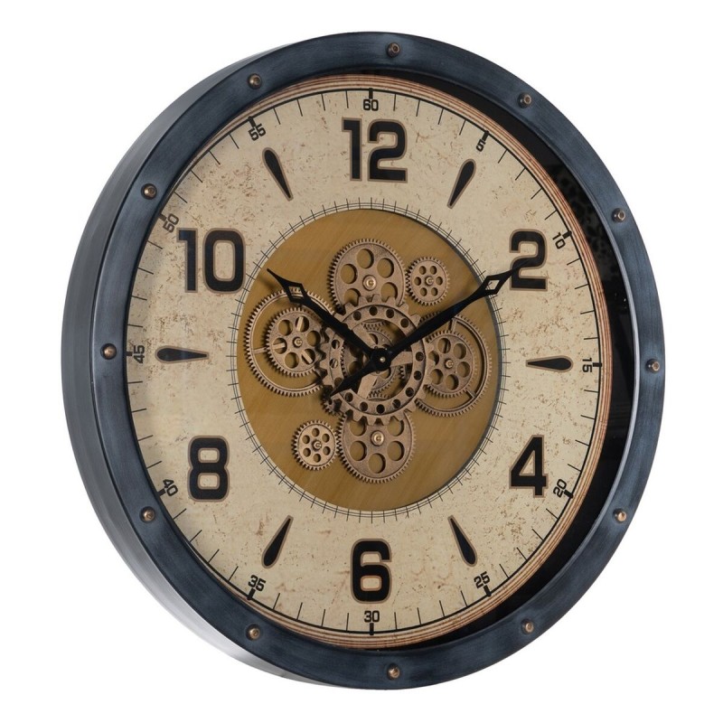 Horloge Murale Noir Doré Verre Fer 72 x 9 x 72 cm (3 Unités)