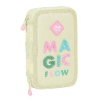 School Case with Accessories Glow Lab Magic flow Beige 12.5 x 19.5 x 4 cm (28 Pieces)