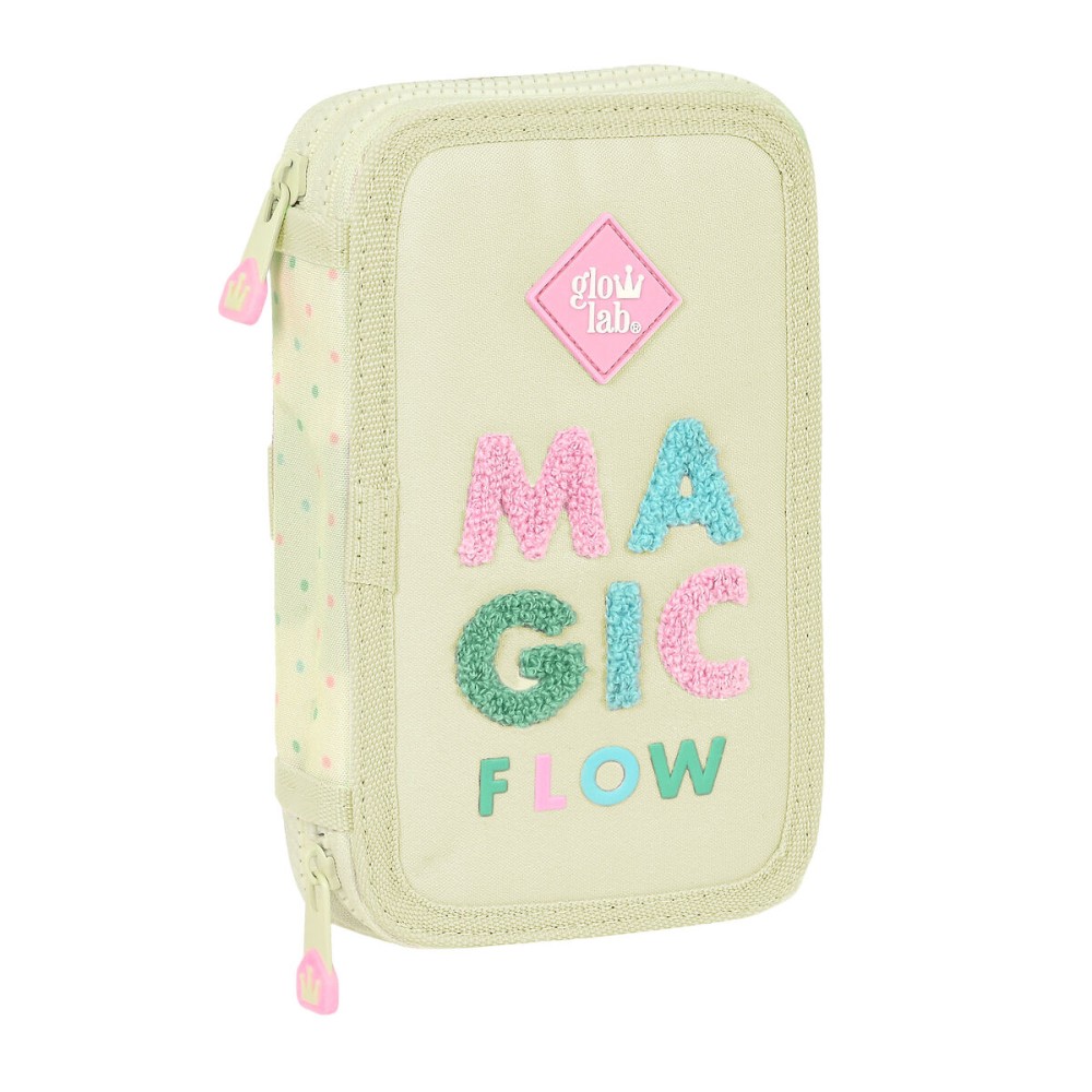 Federmäppchen mit Zubehör Glow Lab Magic flow Beige 12.5 x 19.5 x 4 cm (28 Stücke)