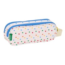 Trousse Fourre-Tout Double Benetton Topitos Blanc (21 x 8 x 6 cm)