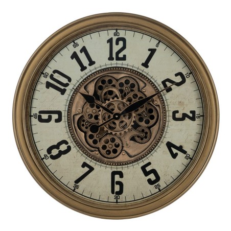 Horloge Murale Crème Doré Verre Fer 66 x 9,5 x 66 cm (3 Unités)