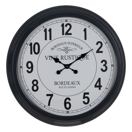 Wall Clock White Black Iron 70 x 70 x 6,5 cm