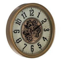 Wall Clock Cream Golden Crystal Iron 66 x 9,5 x 66 cm (3 Units)