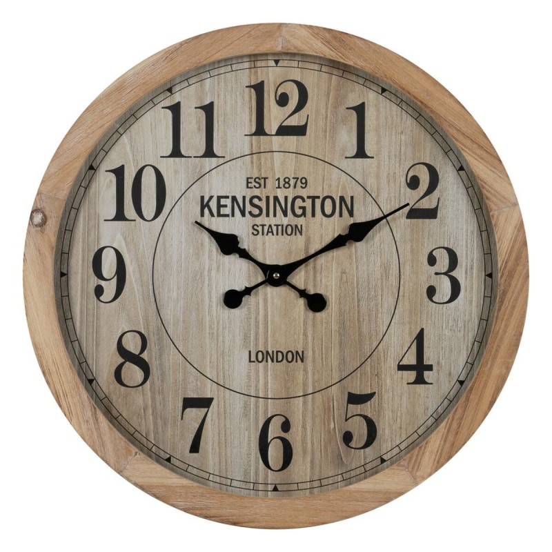 Horloge Murale Naturel Bois Verre 60 x 60 x 6,5 cm