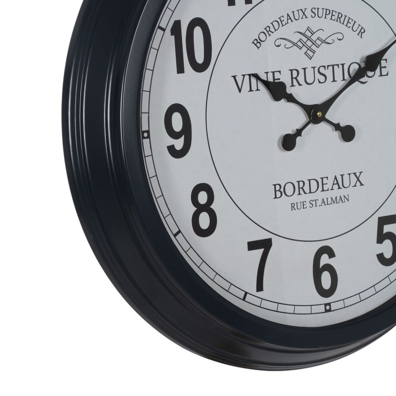 Horloge Murale Blanc Noir Fer 70 x 70 x 6,5 cm