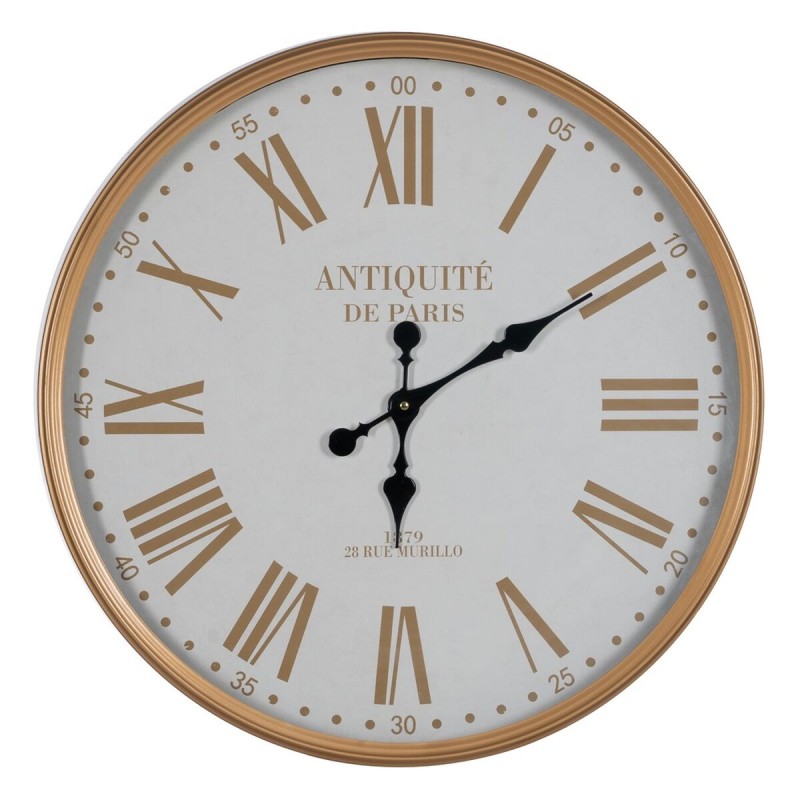 Wall Clock White Natural Iron 60 x 60 x 6 cm