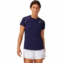 Damen Kurzarm-T-Shirt Asics Court Piping Blau