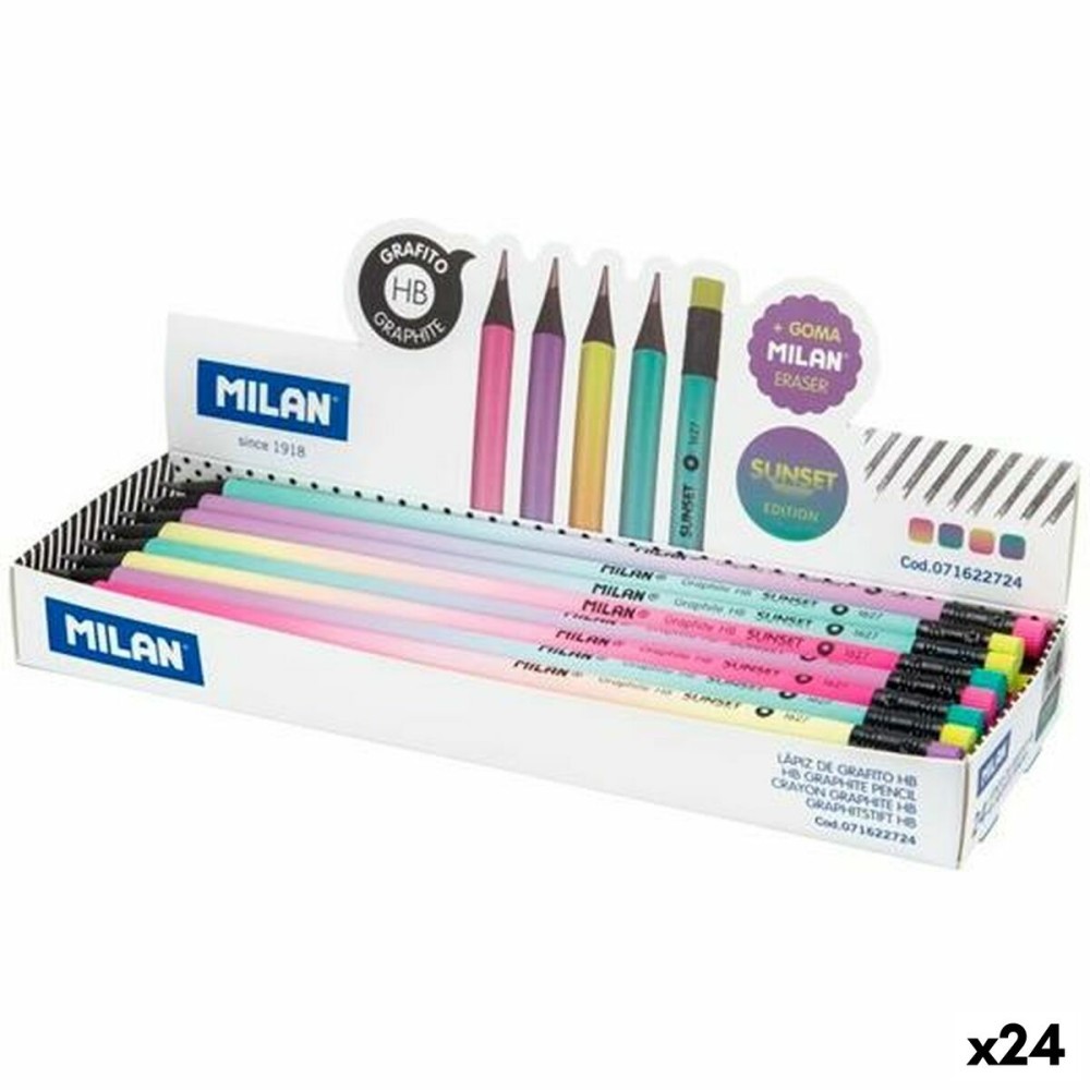 Crayon avec Gomme Milan Sunset Rond HB (24 Unités)