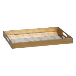 Plateau apéritif Doré PVC Verre 45 x 31 x 4,2 cm (2 Unités)