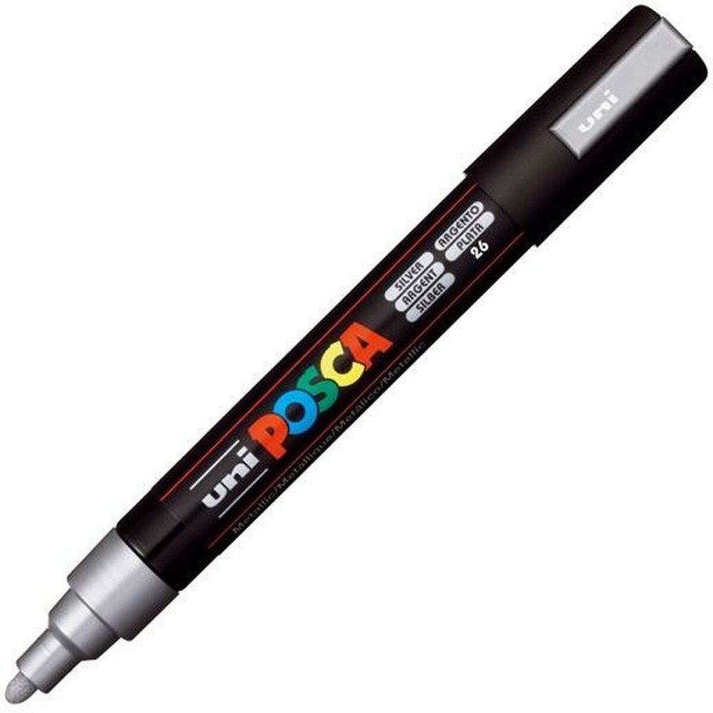 Felt-tip pens POSCA PC-5M Silver (6 Units)