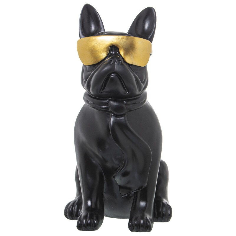 Deko-Figur Alexandra House Living Schwarz Gold Kunststoff Brillen Hund 19 x 27 x 26 cm