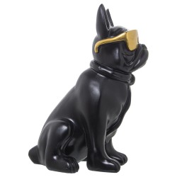 Deko-Figur Alexandra House Living Schwarz Gold Kunststoff Brillen Hund 19 x 27 x 26 cm