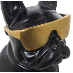 Deko-Figur Alexandra House Living Schwarz Gold Kunststoff Brillen Hund 19 x 27 x 26 cm