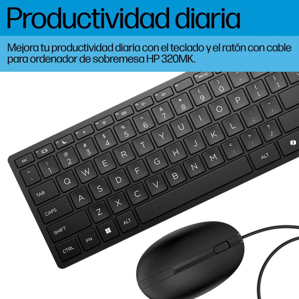 Tastatur mit Maus HP 9SR36UT Schwarz Qwerty Spanisch