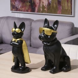 Decorative Figure Alexandra House Living Black Golden Plastic Glasses Dog 19 x 27 x 26 cm