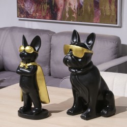 Deko-Figur Alexandra House Living Schwarz Gold Kunststoff Brillen Hund 19 x 27 x 26 cm