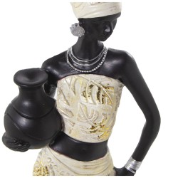 Decorative Figure Alexandra House Living White Plastic African Woman 11 x 14 x 51 cm