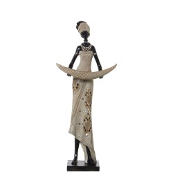 Decorative Figure Alexandra House Living Beige Plastic African Woman 16 x 25 x 58 cm