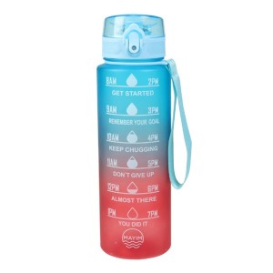 Wasserflasche EDM Blau Rot Verblasster Effekt 1 L 8 x 8 x 26 cm Sport