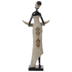 Decorative Figure Alexandra House Living Beige Plastic African Woman 16 x 25 x 58 cm