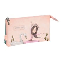 Trousse Fourre-Tout Double Santoro Swan lake Gris Rose 22 x 12 x 3 cm