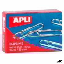 Clips Apli Nº 2 Silver nickel 32 mm (10 Units)