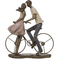 Deko-Figur Alexandra House Living Kunststoff Gold Fahrrad Ehepaar 14 x 27 x 31 cm