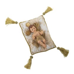 Figurine Décorative Alexandra House Living Plastique Doré Bébé Jésus 12 x 15 x 23 cm Coussin