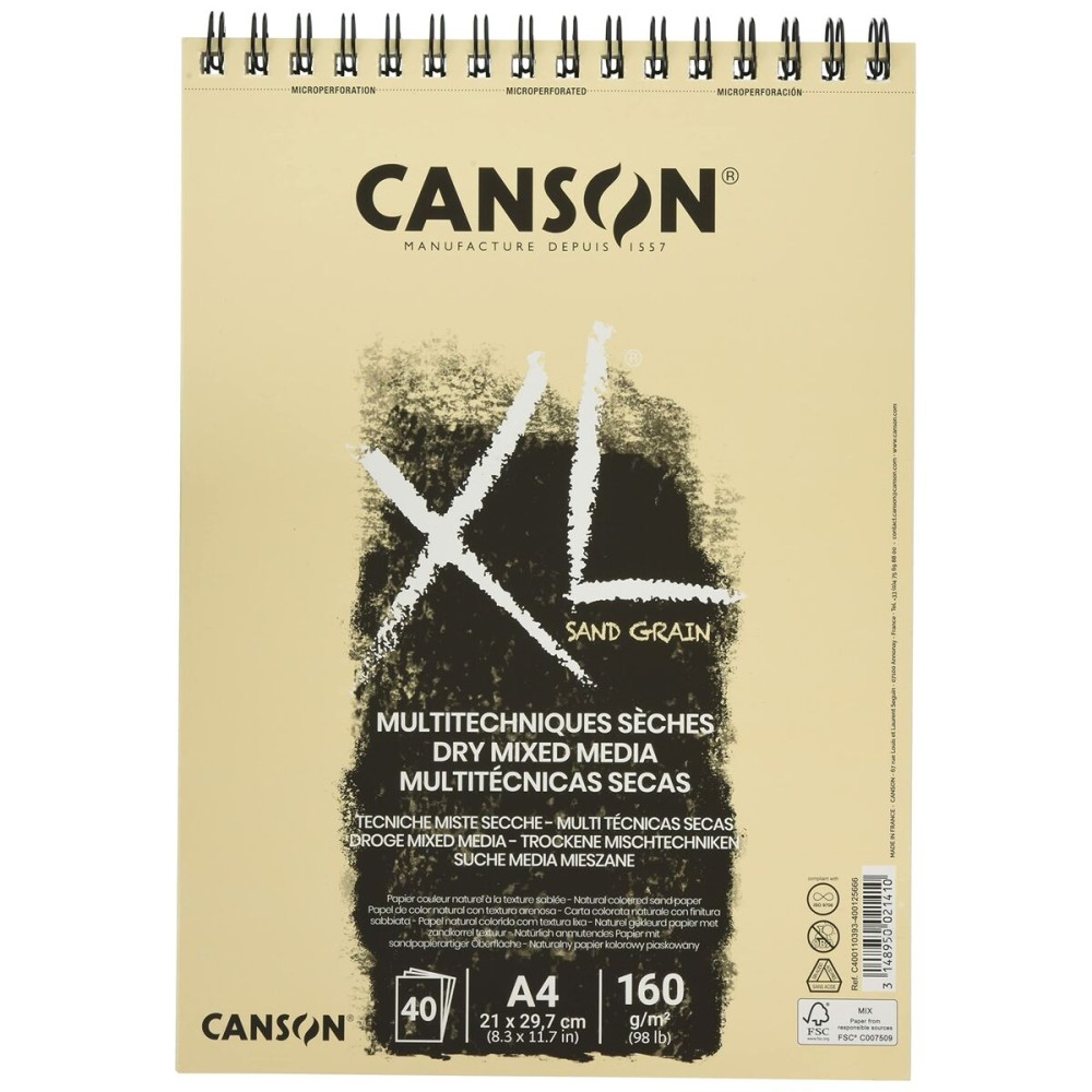 Drawing Pad Canson XL Sand Natural A4 5 Units 40 Sheets 160 g/m2