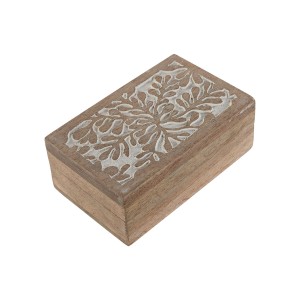 Boîte à bijoux Home ESPRIT Blanc Naturel Bois de manguier (2 Pièces)