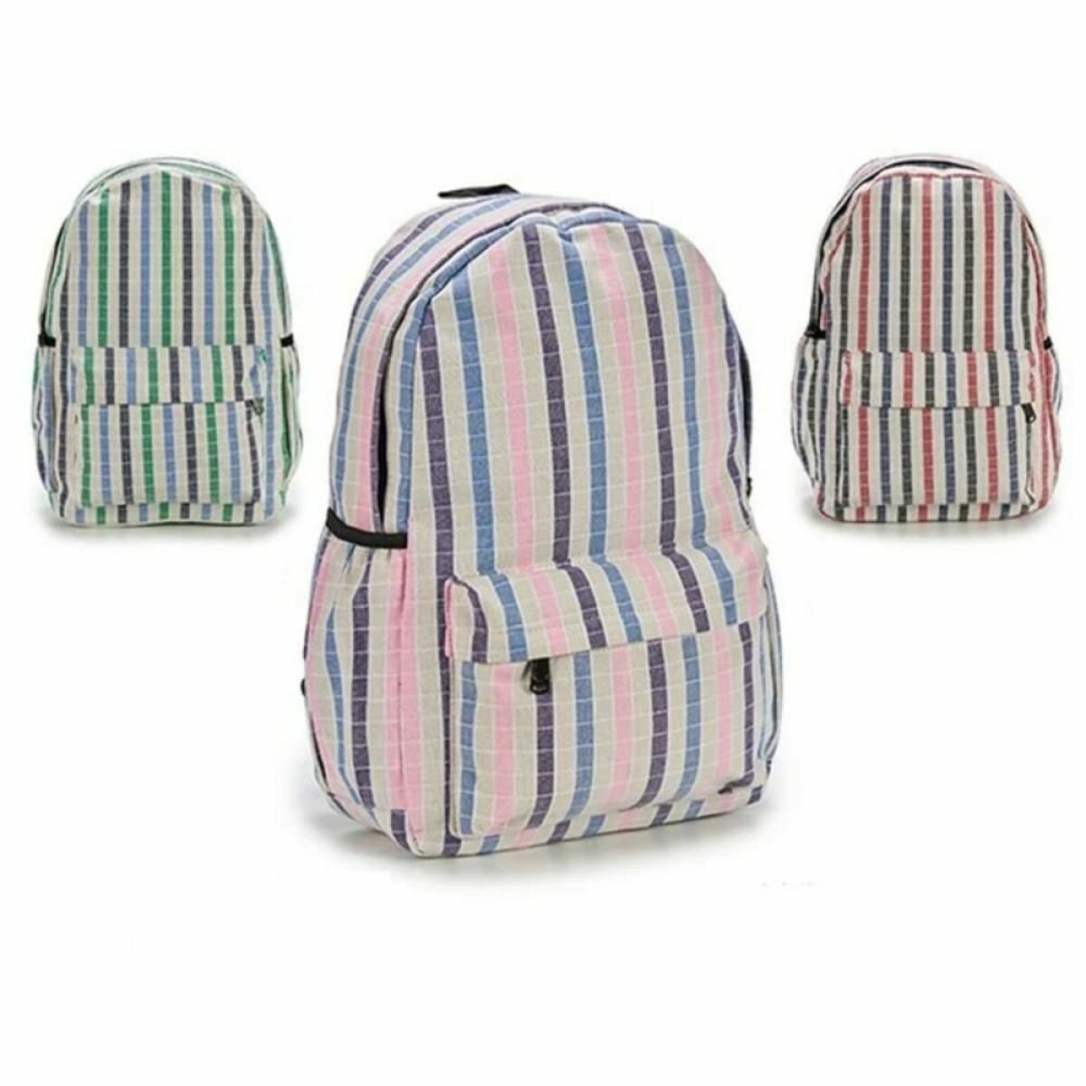 Schulrucksack Streifen Bunt 13 x 45 x 31 cm 12 Stück