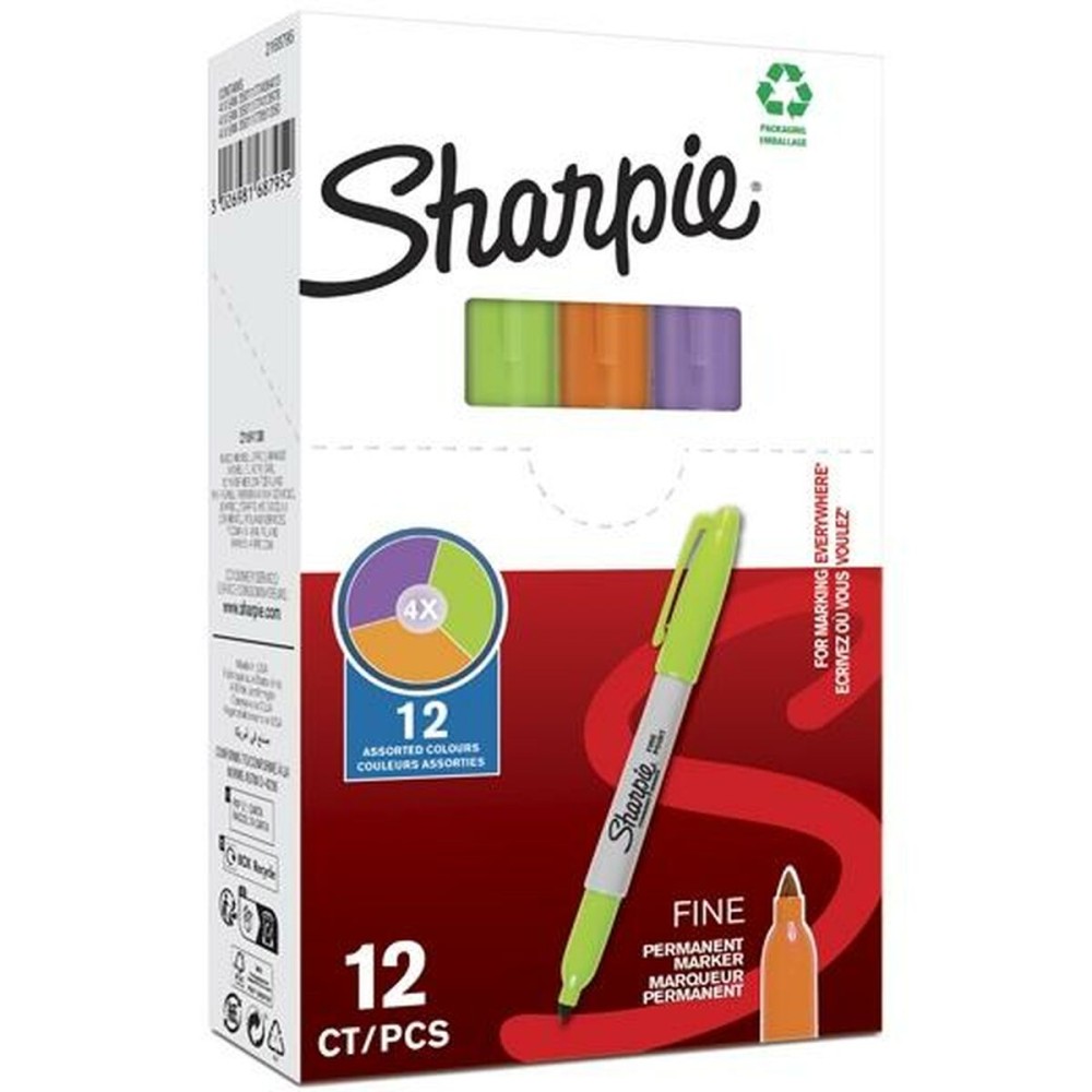 Permanent marker Sharpie Green Purple Orange (12 Units)