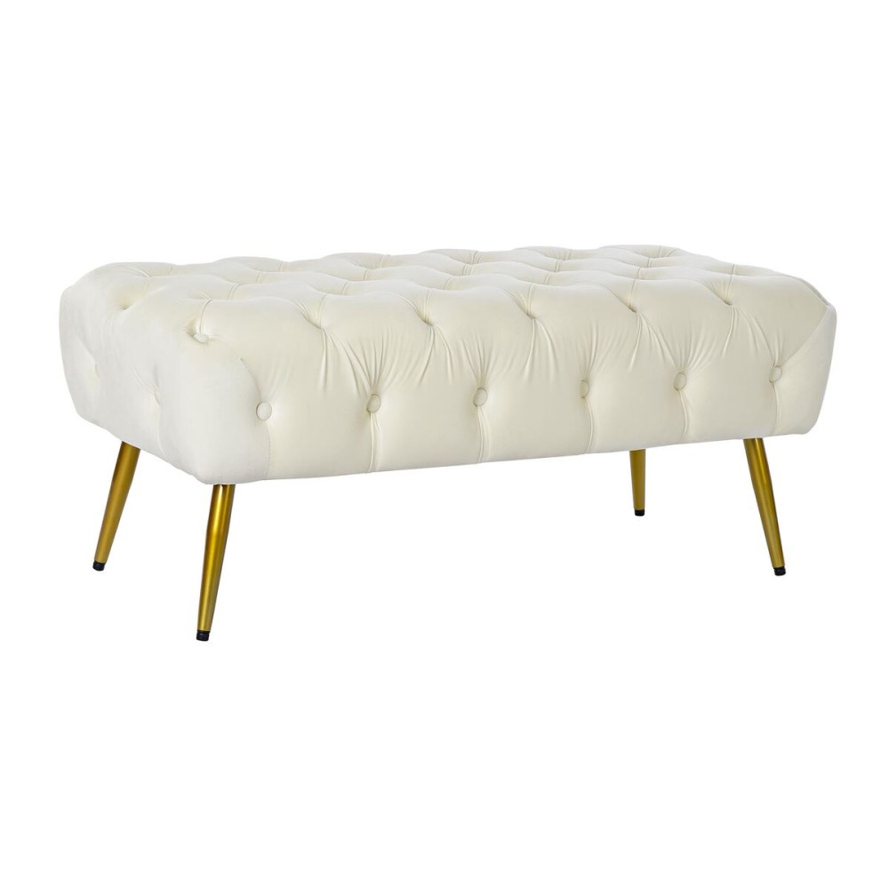 Banquette Home ESPRIT Crème Doré Polyester Métal 103 x 46 x 42 cm