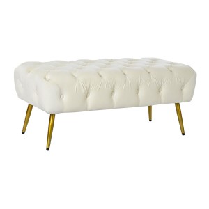 Banquette Home ESPRIT Crème Doré Polyester Métal 103 x 46 x 42 cm