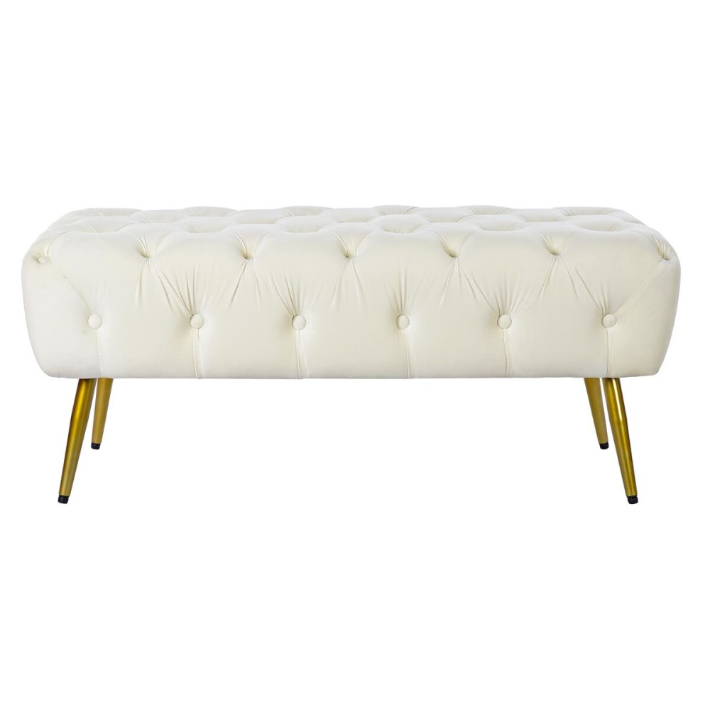 Banquette Home ESPRIT Crème Doré Polyester Métal 103 x 46 x 42 cm