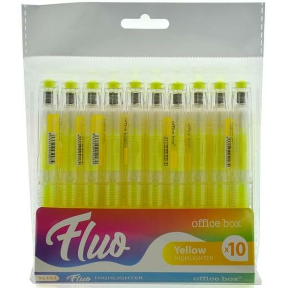 Ensemble de Marqueurs Fluorescents Office Box FLUO Jaune 10 Pièces