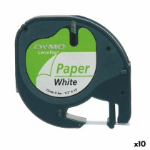 Ruban Laminé pour Etiqueteuses Dymo 91200 12 mm LetraTag® Blanc Noir (10 Unités)