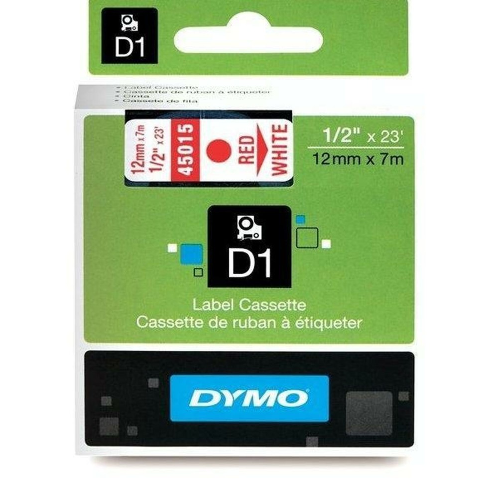 Ruban Laminé pour Etiqueteuses Dymo D1 45015 12 mm LabelManager™ Blanc Rouge Noir (5 Unités)