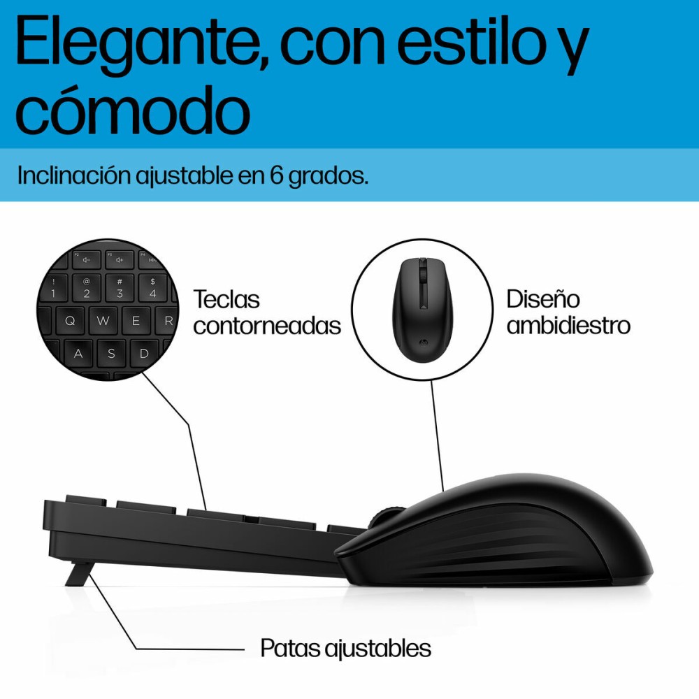 clavier et souris HP 4R009UT Noir