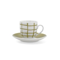 Cup with Plate Quid Kansas Green Ceramic 90 ml (6 Units)