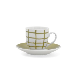 Cup with Plate Quid Kansas Green Ceramic 90 ml (6 Units)