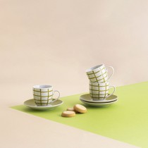 Cup with Plate Quid Kansas Green Ceramic 90 ml (6 Units)